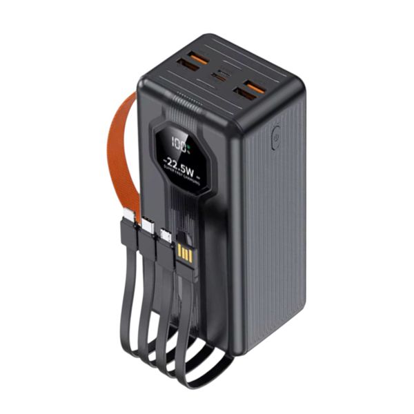 50000mAh 22.5W Super Fast Power Bank | 4 USB Ports | Built-In Cables