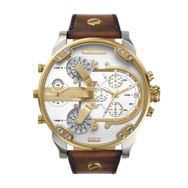 Diesel Mr. Daddy 2.0 Mens Brown Leather Strap Watch-DZ7483