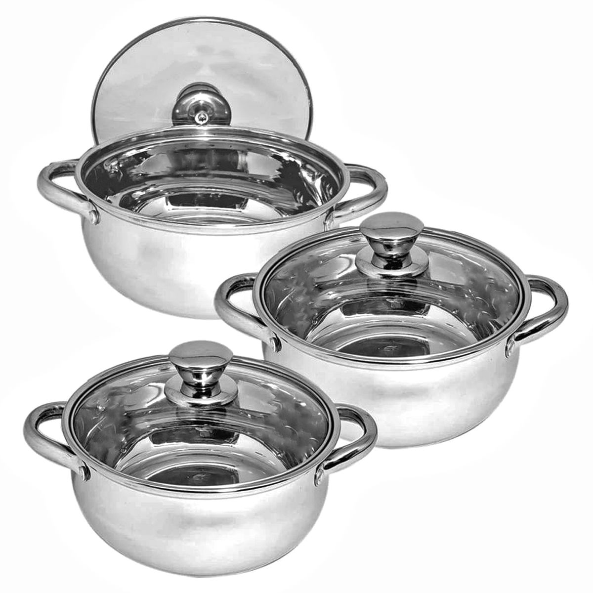 FB Stainless Steel Casserole Cookware Pot Set Thin Base Instant Heating