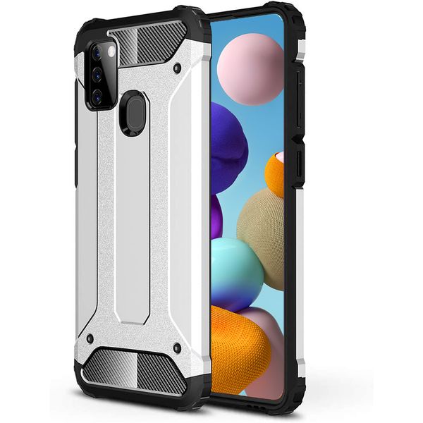 Hybrid Shockproof Case for Samsung Galaxy A21s - Silver