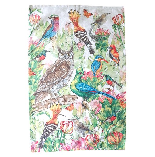 Birds &amp; Proteas Animal Tea Towel Dish Cloth - 67 x 44,5cm