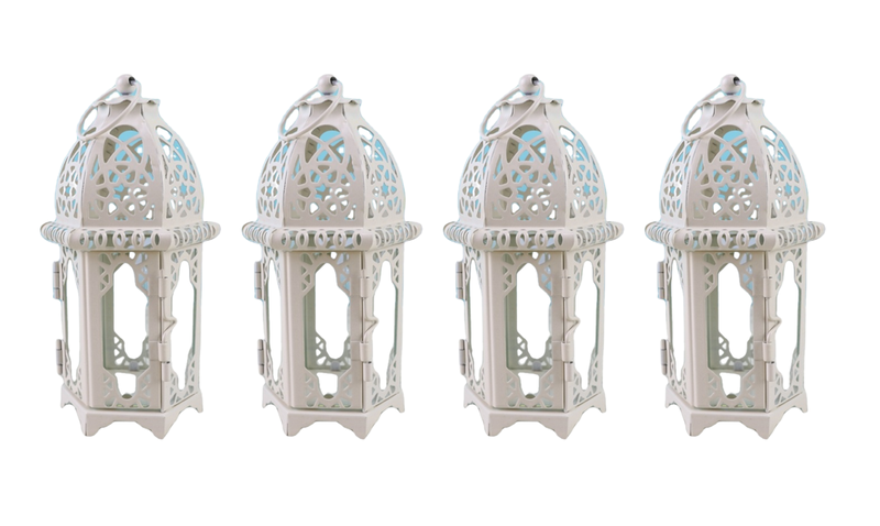 4 PACK - Moroccan Decorative Lanterns with Clear Glass