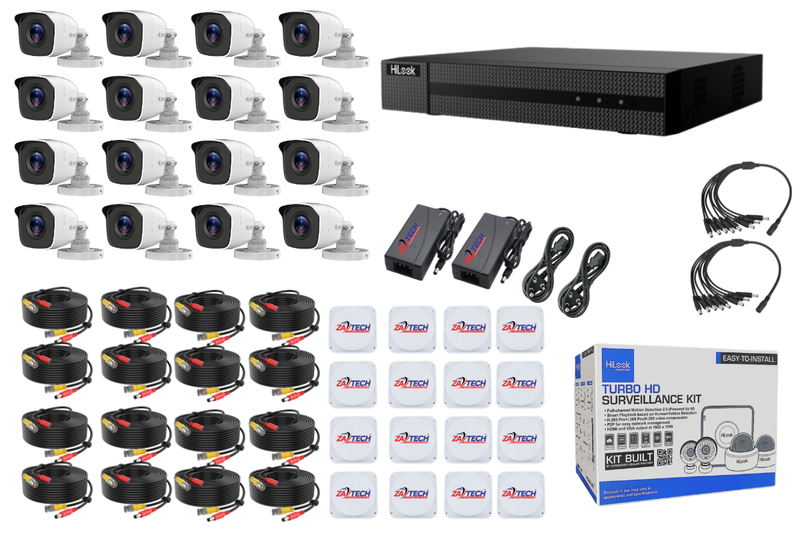 HiLook 16CH CCTV Kit with 2MP Cameras, 20m Cables and Junction Boxes