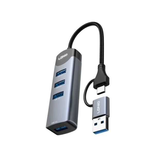 LDNIO 4-in-1 USB Hub Adapter-USB-A &amp; USB-C to 4x USB 3.0 Ports