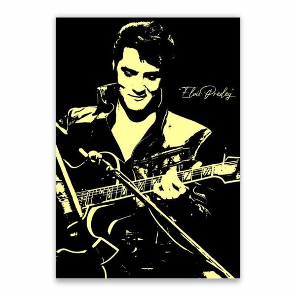 Elvis Presley Black And Yellow Poster - A1