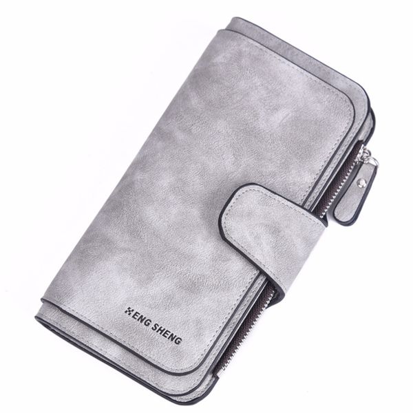 Women's Frosted Long Wallet Zipper Coin Purse Photo Card Holder
