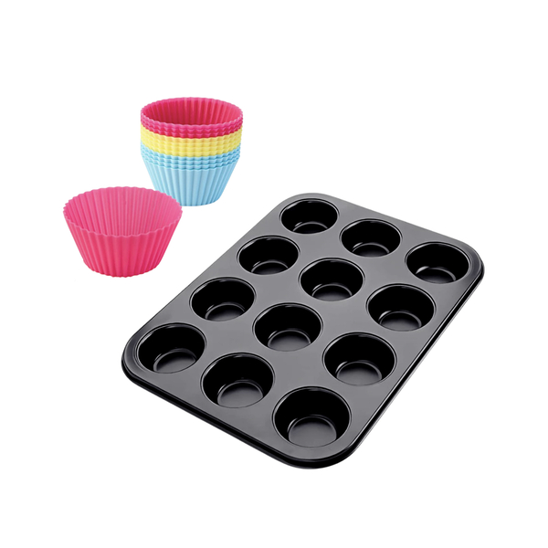 12 Cup Muffin Pan with Silicone Cups