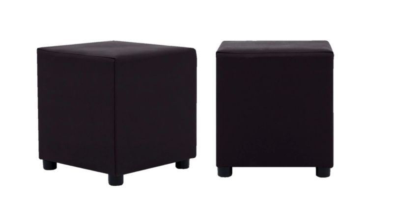 Small Leather Touch Ottoman Set of 2