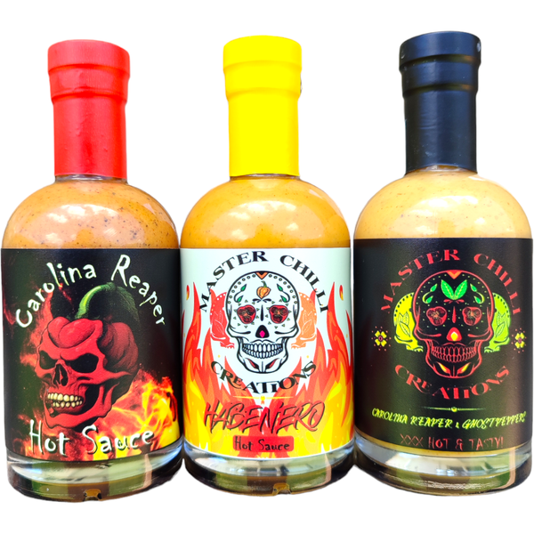 Carolina Reaper + Habenero + Reaper Ghost hot sauce COMBO 3 X 220ml bottles