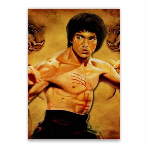 Bruce Lee In Action Cartoon Poster - A1