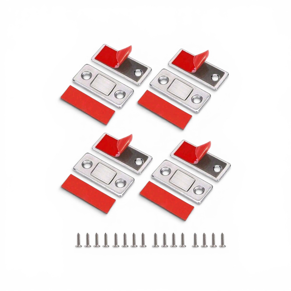 4 Pack Magnetic Cabinet Door Closures Strong Stainless Steel Latch Set