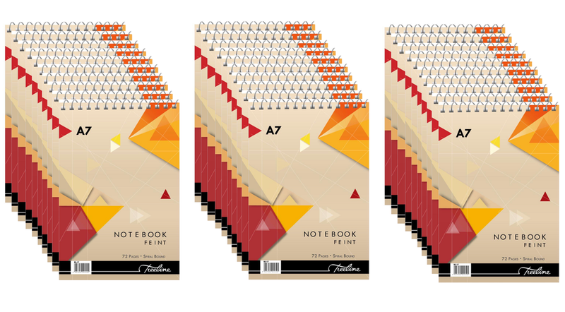 Treeline A7 Spiral Note Books Top Bound Wiro 72pg - 3 Packs of 10