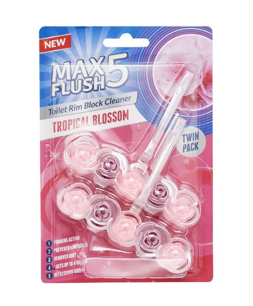 Max 5 Flush Toilet Rim Cleaner 2-Pack Tropical Blossom