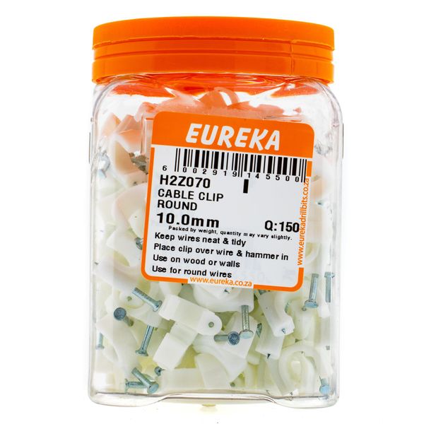 EUREKA Cable Clip Round White 10mm Q:150 H2Z070