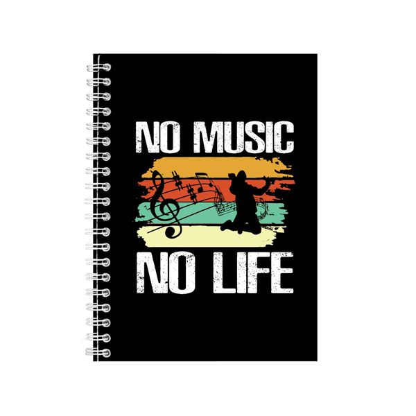 No Music No Life In White Notebook Music Gift Idea A4 Notepad 146
