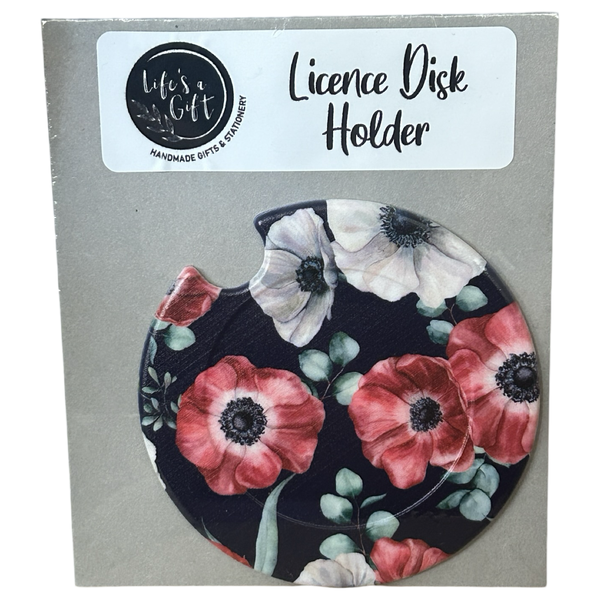 Red &amp; White Flowers On Navy image