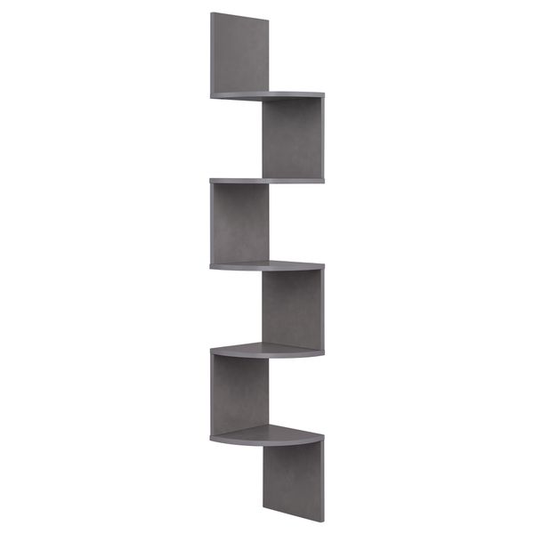 5 Tier Adolus Bookcase Display Floating Shelve - Grey