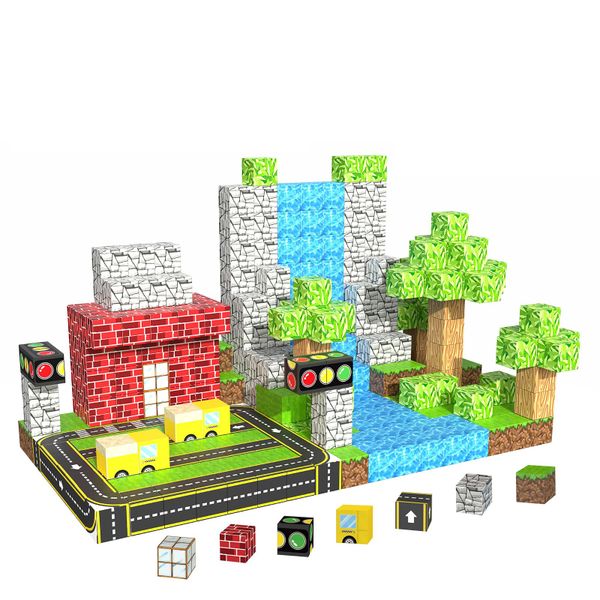 DIY Magnetic Building Set - 48 Piece Traffic Light Set