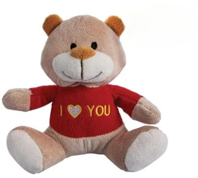 Adorable 19cm Brown Love Bear - Soft Red Heart Plush