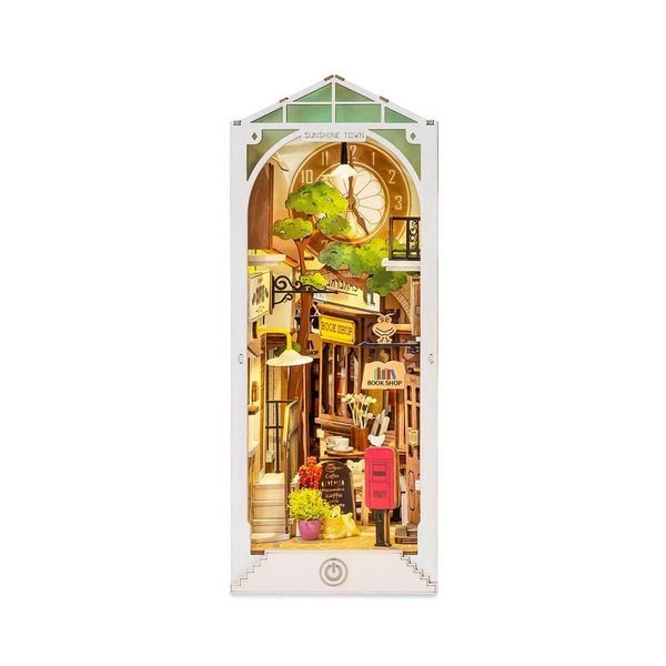 Robotime Sunshine Town 3D Wooden DIY Miniature House Book Nook
