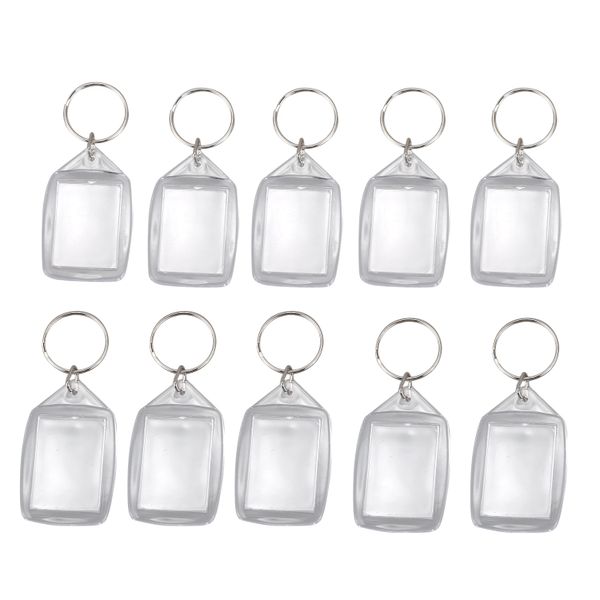 10x Clear Acrylic Plastic Blank Keyrings Insert Passport Photo Keychain Key