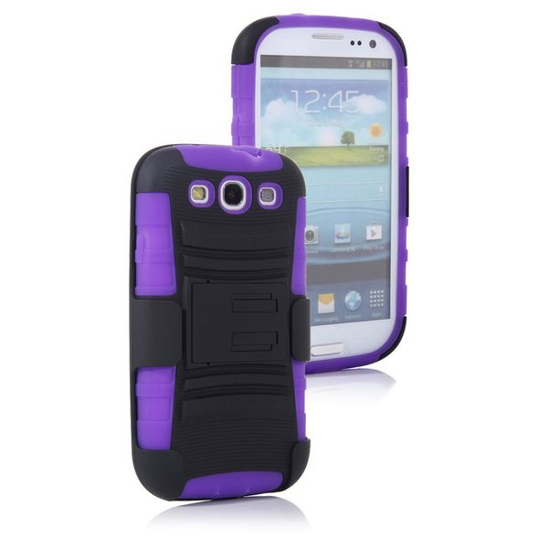 Black+Purple Hard Case Cover Belt Clip Holster Compatible with Samsung