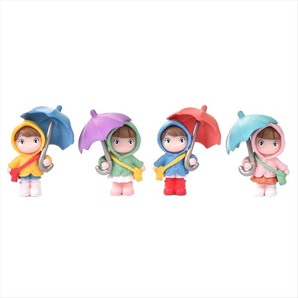 Cute Umbrella Girl Figurines Desktop Ornament