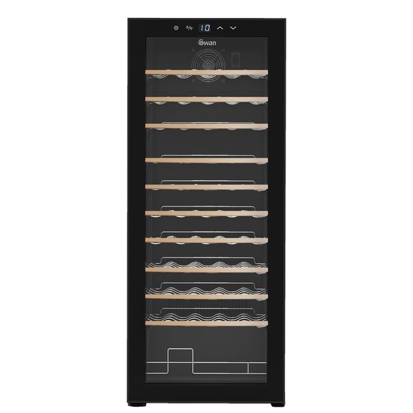 Swan 55 Bottle Wine Cooler with Wooden Finished Shelves