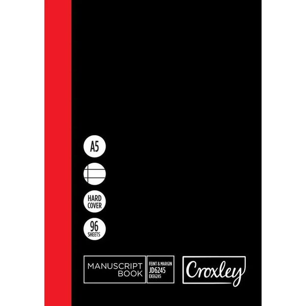 Croxley Hard Cover Note Book A5 96 Pg Feint Ruled Manuscript x 6