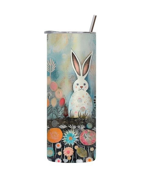 Sad Bunny 20 Oz Tumbler with Lid and Straw Easter Graphic Design Present083