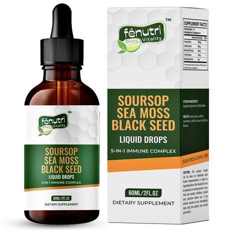 Fenutri - Soursop Drops, with Sea Moss, Black Seed, Turmeric & Black Pepper Image