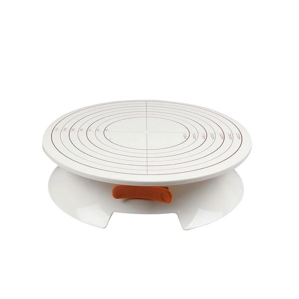 Cake Lockable Turntable Display Stand With Measuring Scale - White