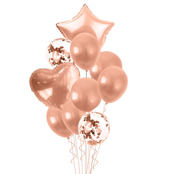 Bubblebean- RoseGold Bunched Party Helium Balloons - 10 Piece