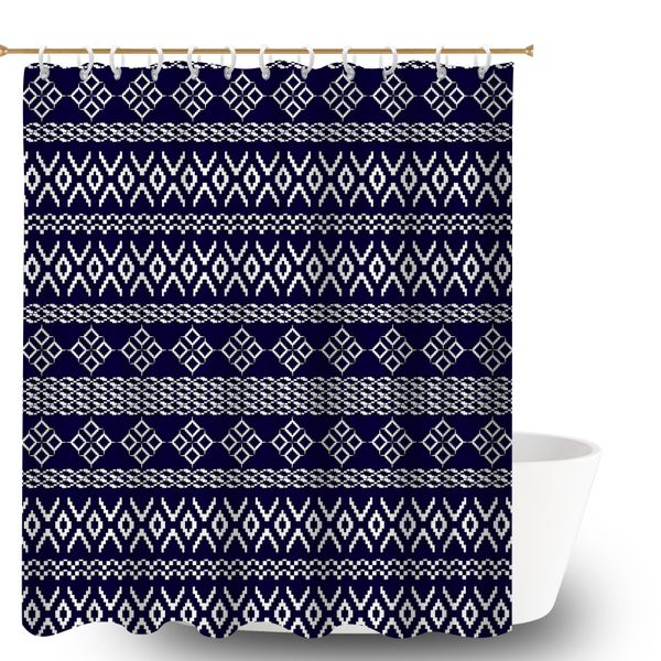 180x180cm Fair Isle Print Waterproof Shower Curtain for Bathroom Decor
