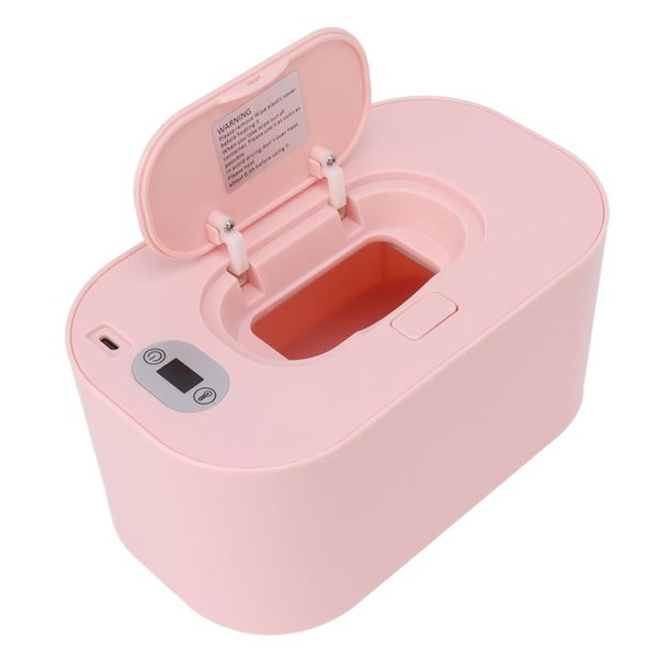 Portable Baby Wipes Warmer- Heating Box Temperature Adjustable-Pink