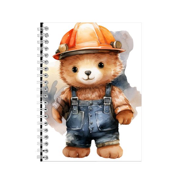 Construction A5 Notebook Spiral Lined Teddy Bear Lovers Graphic Notepad 189