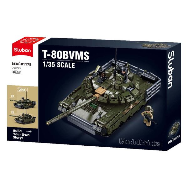 Sluban Building Set: Model Bricks - 1/35 T-80BVMs Main Battle Tank - 798 Piece