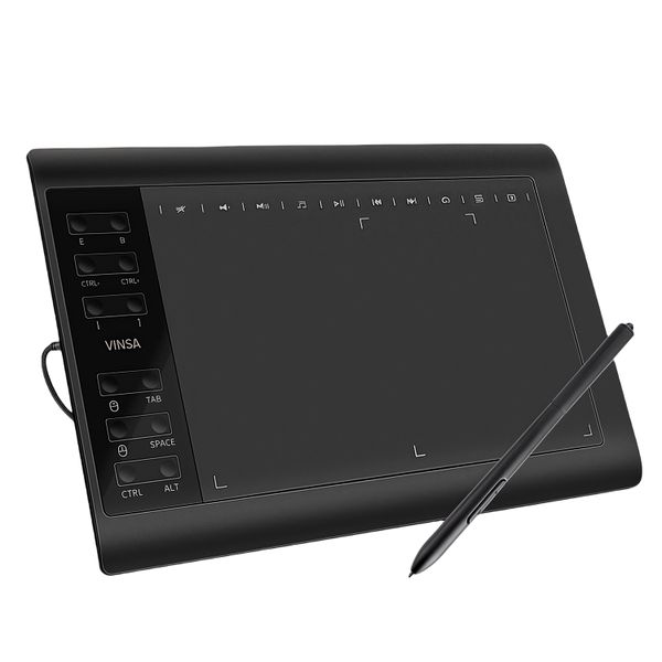 Graphics Drawing Tablet 10x6 Inch with Battery-Free Stylus 12 Hot Key