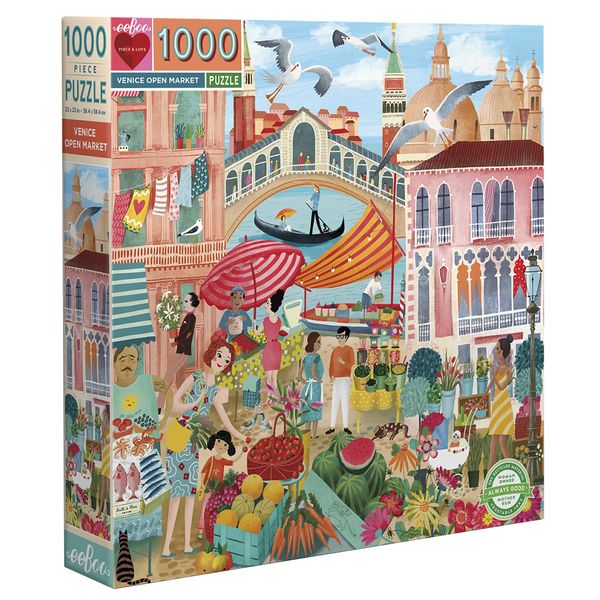 eeBoo Square Family Puzzle - Venice Open Market: 1000 Pieces
