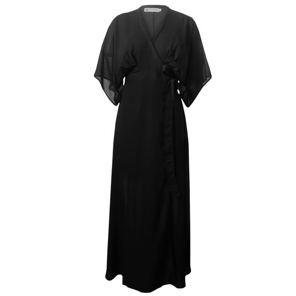 Nucleus - Balcony Chiffon Wrap Dress in Navy