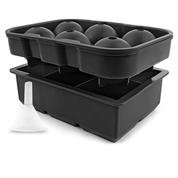 Silicone Ice Cube Trays Large 6 Round &amp; 6 Square Ice Balls Moulds - Set of 2