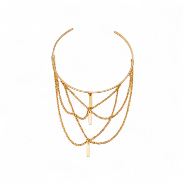 Luxury Gold Arm Bracelet with Draped Chain Tassels