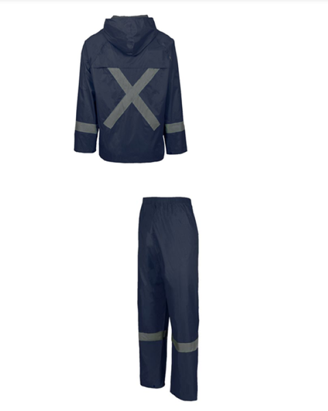 Passion Rubberized Hi Viz Reflective Rainsuit - Navy