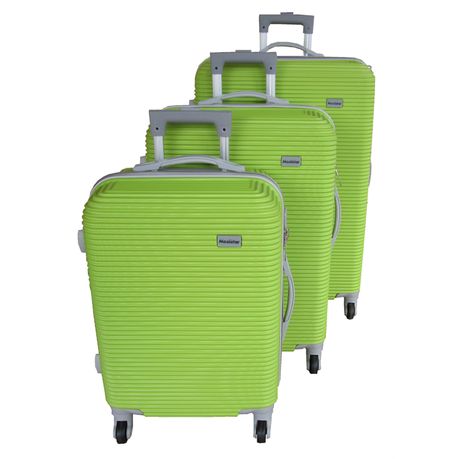 bright green luggage