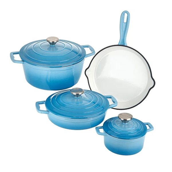 Cast Iron Enamel 7-Piece Cookware Set