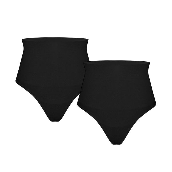 Pear Shapewear Shaping High Waisted Shapewear Thong 2 Pack