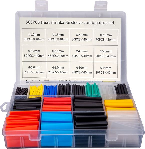 560 Pieces 12 Sizes Heat Shrink Tubing Kit For DIY Electrical Insulation