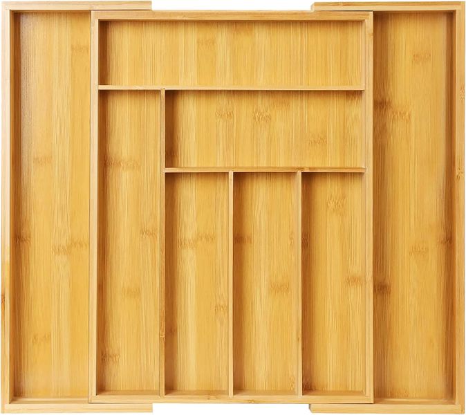 Expandable Utensil Organizer Drawer Bamboo Cutlery Tray