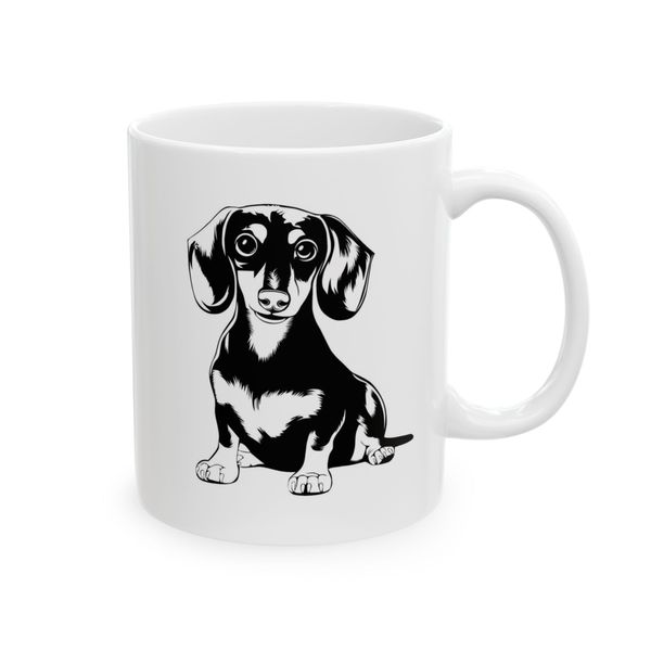 Dachshund Puppy Coffee Mug - Sitting Dog Portrait Illustration