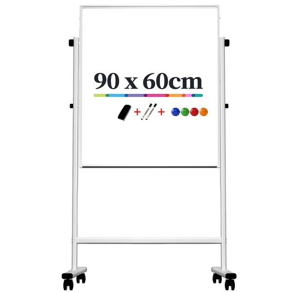 Deli Mobile Whiteboard 600x900mm Double side, 2 Markers, 4 Magnets &amp; Eraser